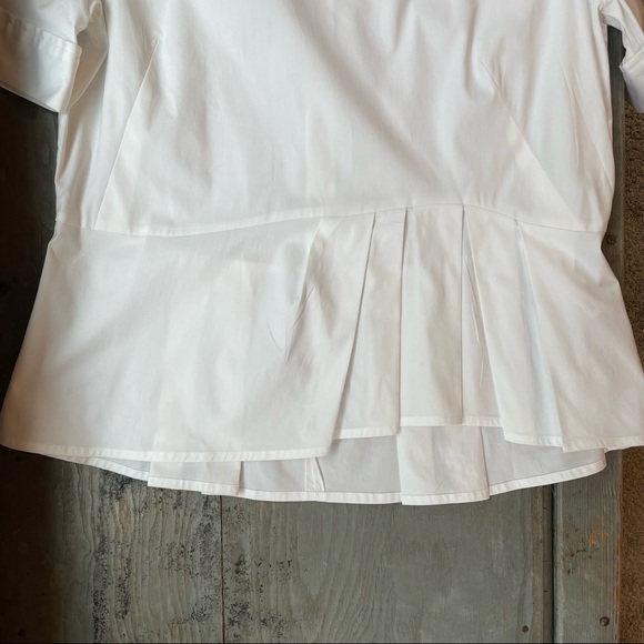 Veronica Beard short sleeve stretch poplin peplum shirt | size 10 - Picture 5 of 10